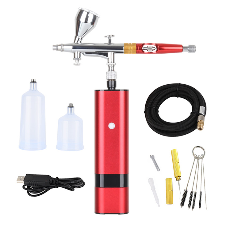 Basınç Regülatörlü Pistole Kiti Airbrush Tabancası Akülü